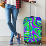 Neon Green Psychedelic Trippy Print Luggage Cover GearFrost