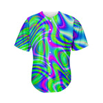 Neon Green Psychedelic Trippy Print Men's Baseball Jersey