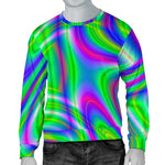 Neon Green Psychedelic Trippy Print Men's Crewneck Sweatshirt GearFrost