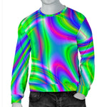 Neon Green Psychedelic Trippy Print Men's Crewneck Sweatshirt GearFrost