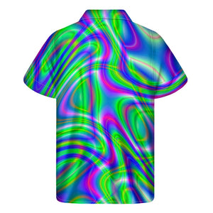 Neon Green Psychedelic Trippy Print Men's Short Sleeve Shirt