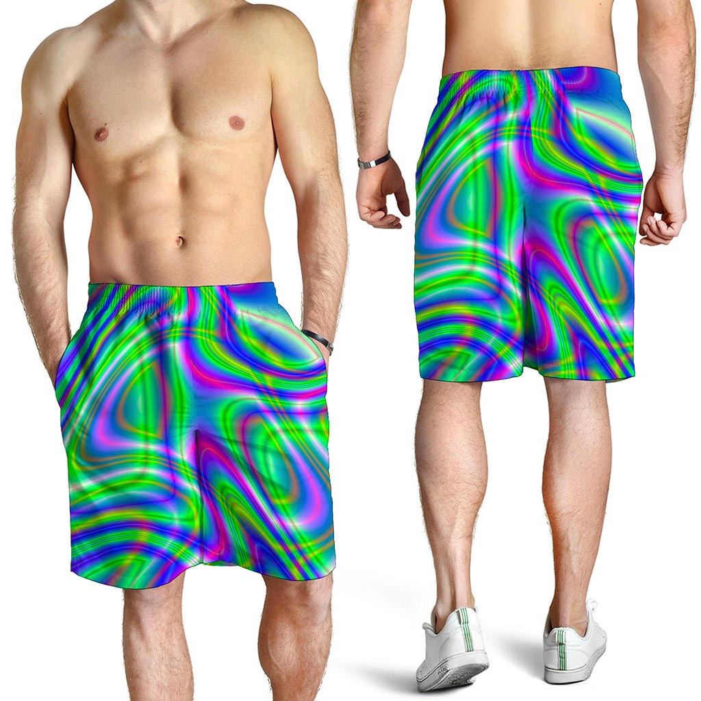 Neon Green Psychedelic Trippy Print Men's Shorts