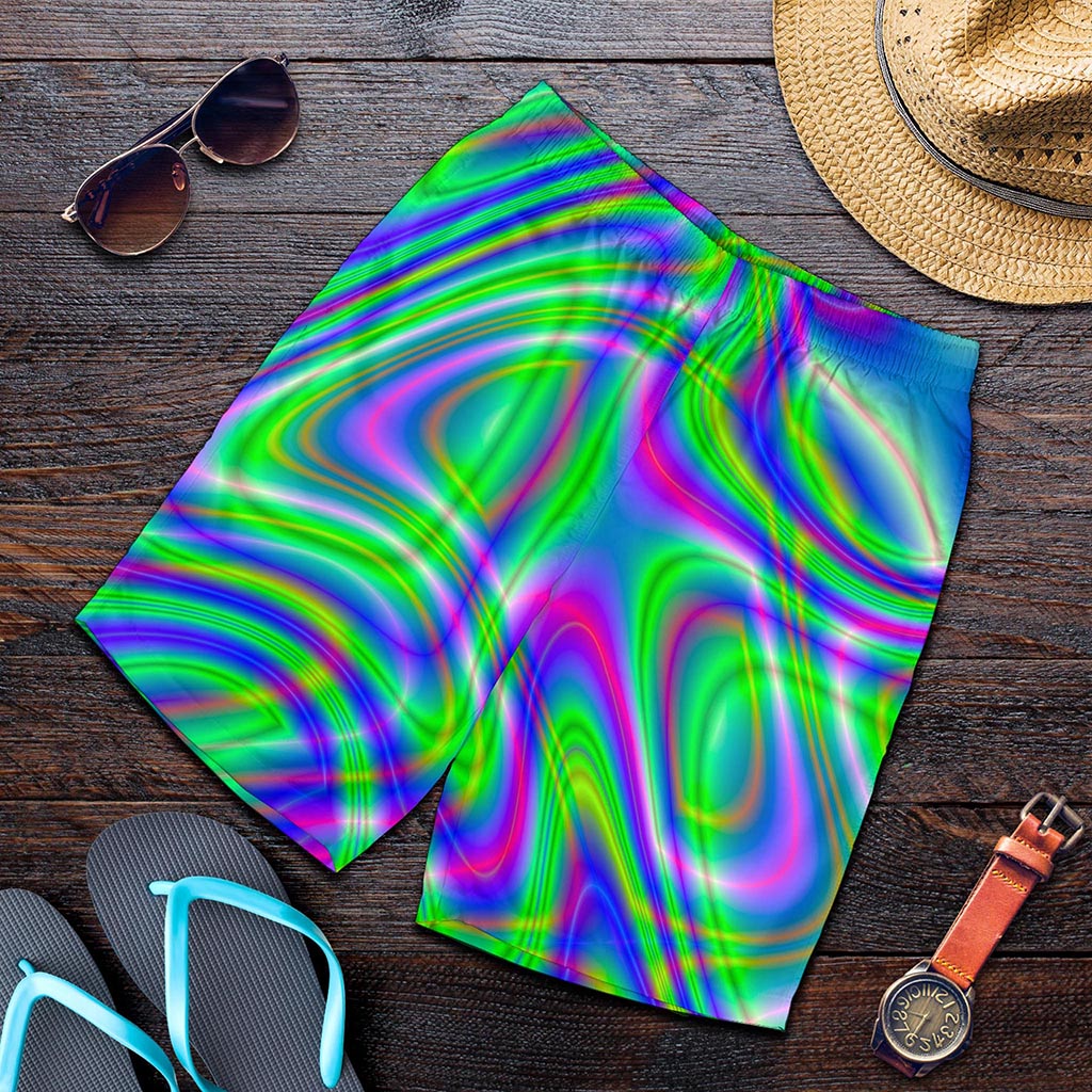 Neon Green Psychedelic Trippy Print Men's Shorts