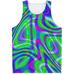Neon Green Psychedelic Trippy Print Men's Tank Top