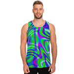 Neon Green Psychedelic Trippy Print Men's Tank Top