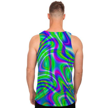 Neon Green Psychedelic Trippy Print Men's Tank Top