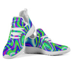 Neon Green Psychedelic Trippy Print Mesh Knit Shoes GearFrost