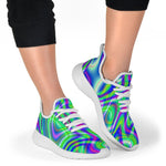 Neon Green Psychedelic Trippy Print Mesh Knit Shoes GearFrost