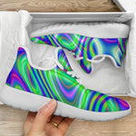 Neon Green Psychedelic Trippy Print Mesh Knit Shoes GearFrost