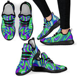 Neon Green Psychedelic Trippy Print Mesh Knit Shoes GearFrost
