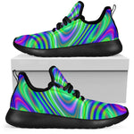 Neon Green Psychedelic Trippy Print Mesh Knit Shoes GearFrost