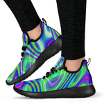 Neon Green Psychedelic Trippy Print Mesh Knit Shoes GearFrost