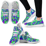 Neon Green Psychedelic Trippy Print Mesh Knit Shoes GearFrost