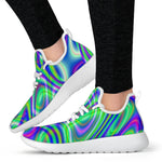 Neon Green Psychedelic Trippy Print Mesh Knit Shoes GearFrost