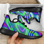 Neon Green Psychedelic Trippy Print Mesh Knit Shoes GearFrost