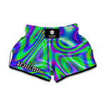 Neon Green Psychedelic Trippy Print Muay Thai Boxing Shorts