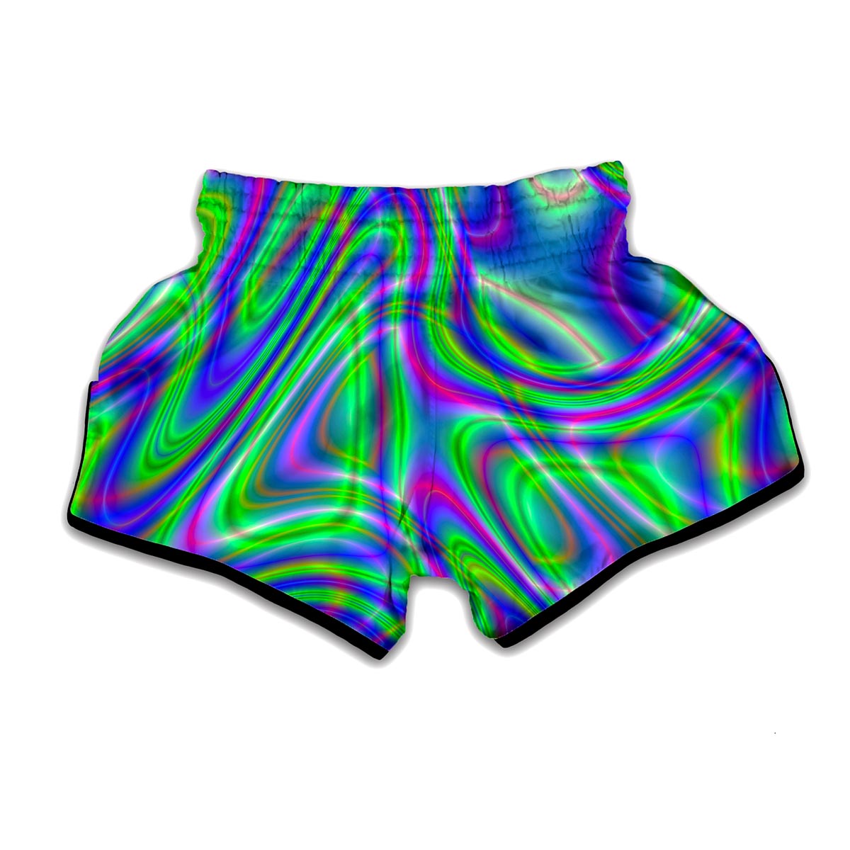 Neon Green Psychedelic Trippy Print Muay Thai Boxing Shorts