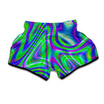 Neon Green Psychedelic Trippy Print Muay Thai Boxing Shorts