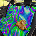 Neon Green Psychedelic Trippy Print Pet Car Back Seat Cover