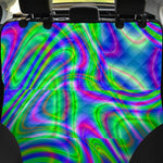 Neon Green Psychedelic Trippy Print Pet Car Back Seat Cover