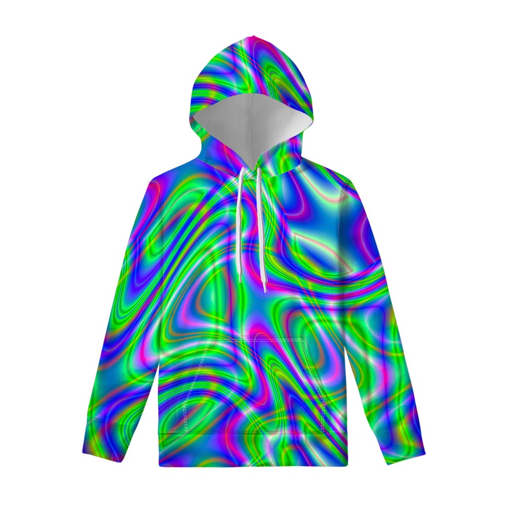 Neon Green Psychedelic Trippy Print Pullover Hoodie