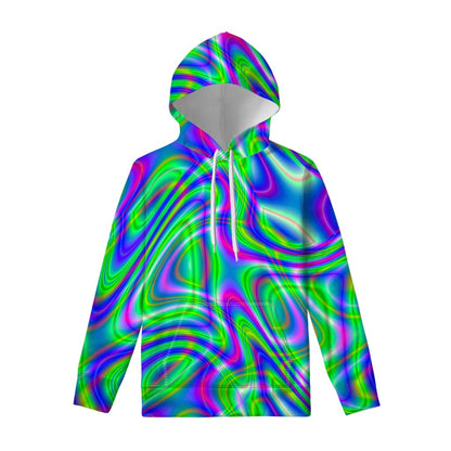 Neon Green Psychedelic Trippy Print Pullover Hoodie
