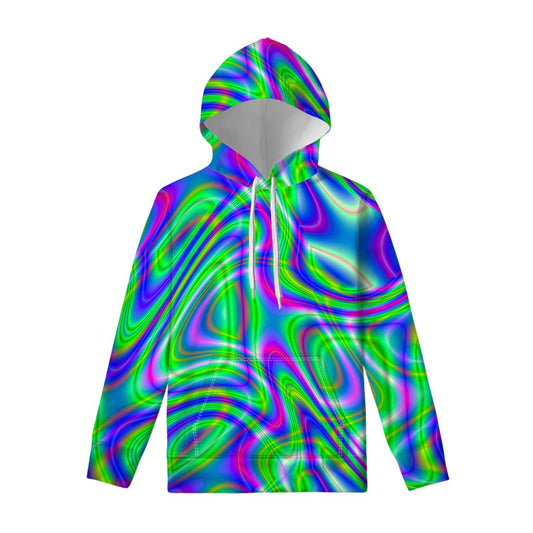Neon Green Psychedelic Trippy Print Pullover Hoodie