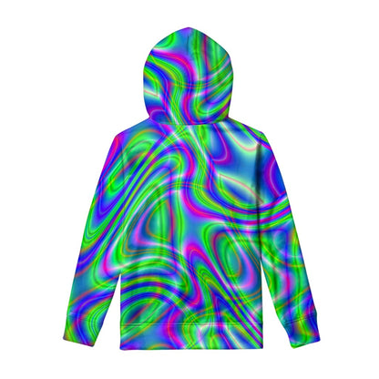 Neon Green Psychedelic Trippy Print Pullover Hoodie