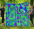 Neon Green Psychedelic Trippy Print Quilt