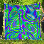 Neon Green Psychedelic Trippy Print Quilt