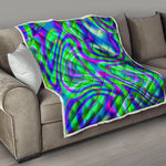 Neon Green Psychedelic Trippy Print Quilt