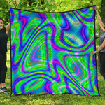 Neon Green Psychedelic Trippy Print Quilt