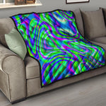 Neon Green Psychedelic Trippy Print Quilt