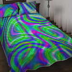 Neon Green Psychedelic Trippy Print Quilt Bed Set