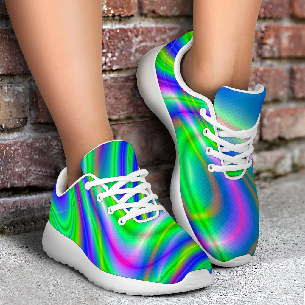 Neon Green Psychedelic Trippy Print Sport Shoes GearFrost