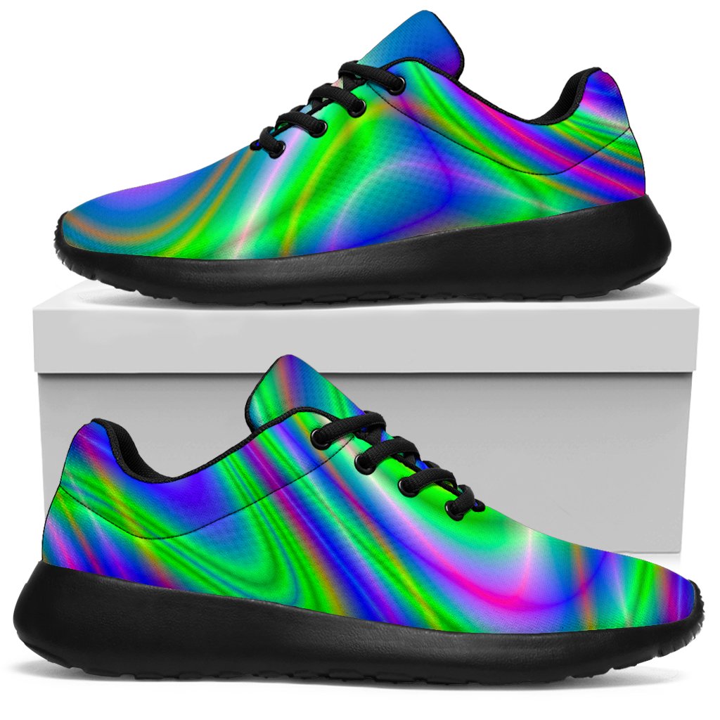 Neon Green Psychedelic Trippy Print Sport Shoes GearFrost