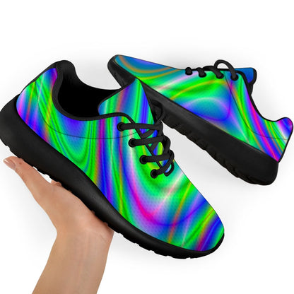 Neon Green Psychedelic Trippy Print Sport Shoes GearFrost