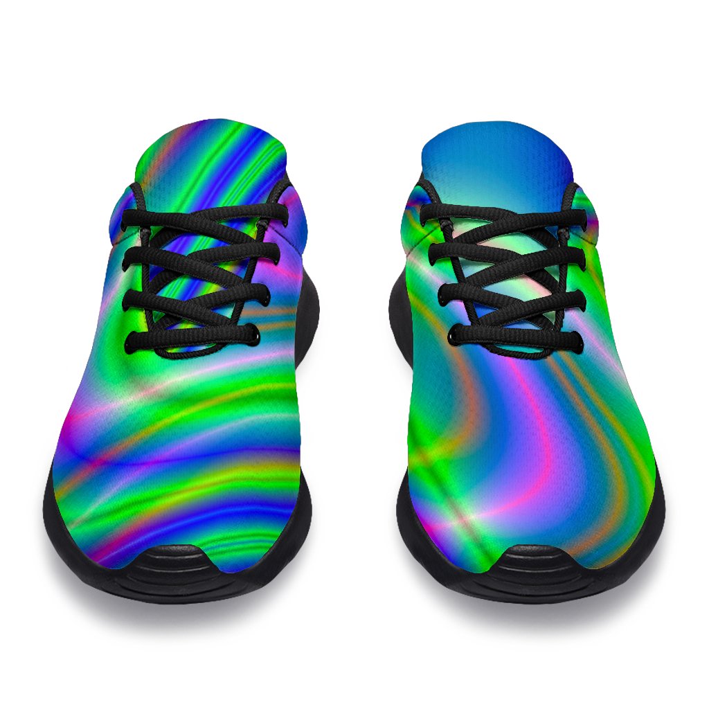 Neon Green Psychedelic Trippy Print Sport Shoes GearFrost
