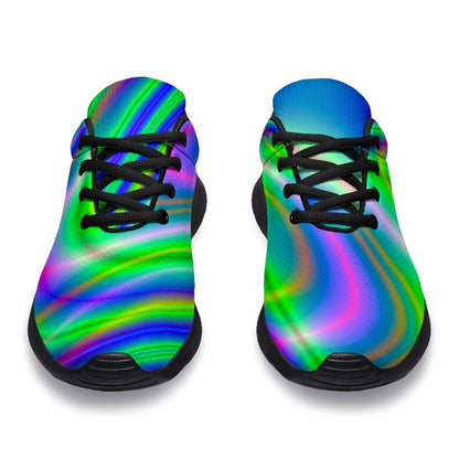 Neon Green Psychedelic Trippy Print Sport Shoes GearFrost