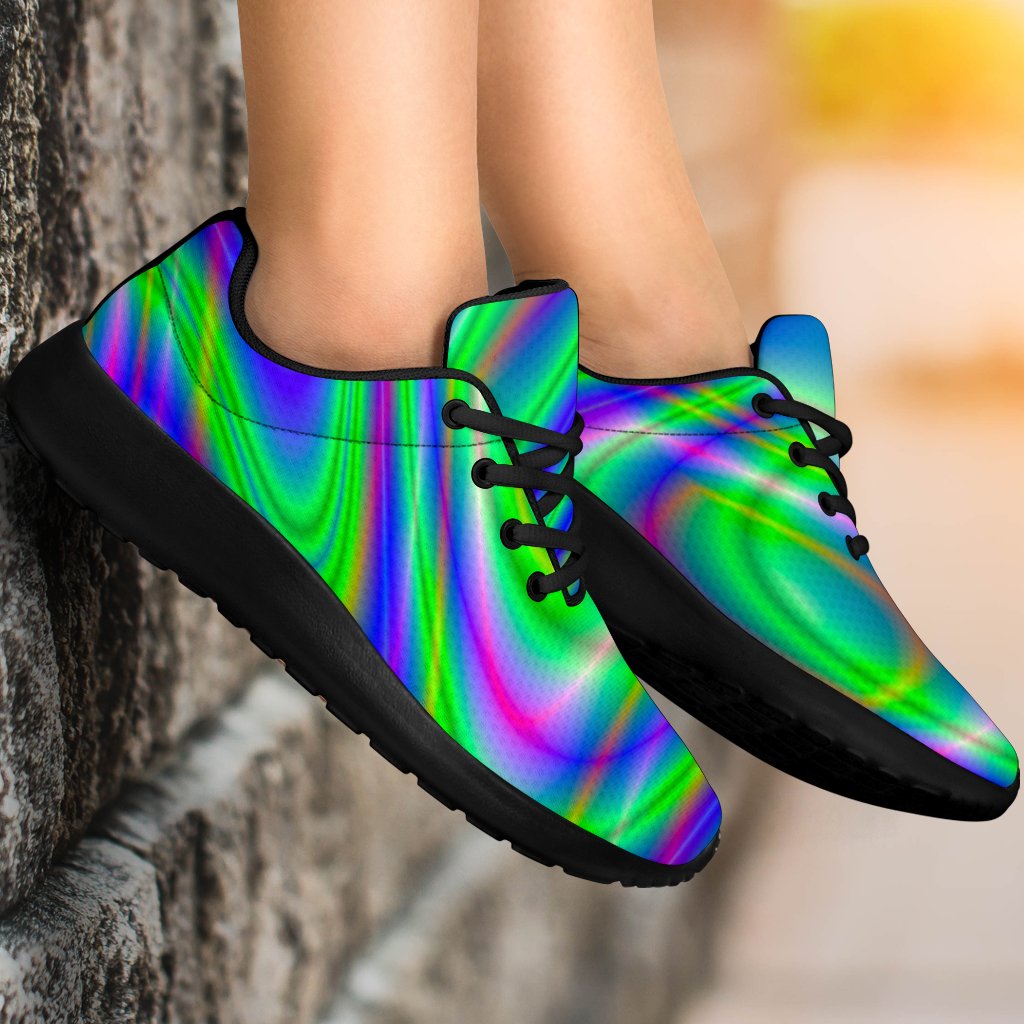 Neon Green Psychedelic Trippy Print Sport Shoes GearFrost