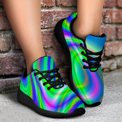 Neon Green Psychedelic Trippy Print Sport Shoes GearFrost