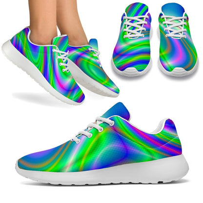 Neon Green Psychedelic Trippy Print Sport Shoes GearFrost