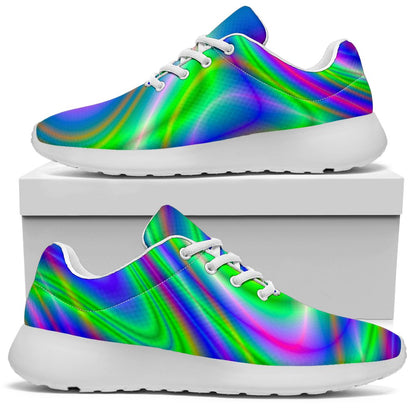 Neon Green Psychedelic Trippy Print Sport Shoes GearFrost