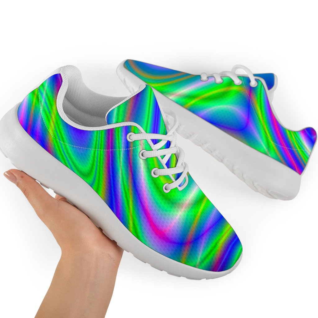 Neon Green Psychedelic Trippy Print Sport Shoes GearFrost