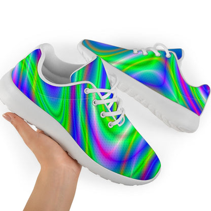 Neon Green Psychedelic Trippy Print Sport Shoes GearFrost