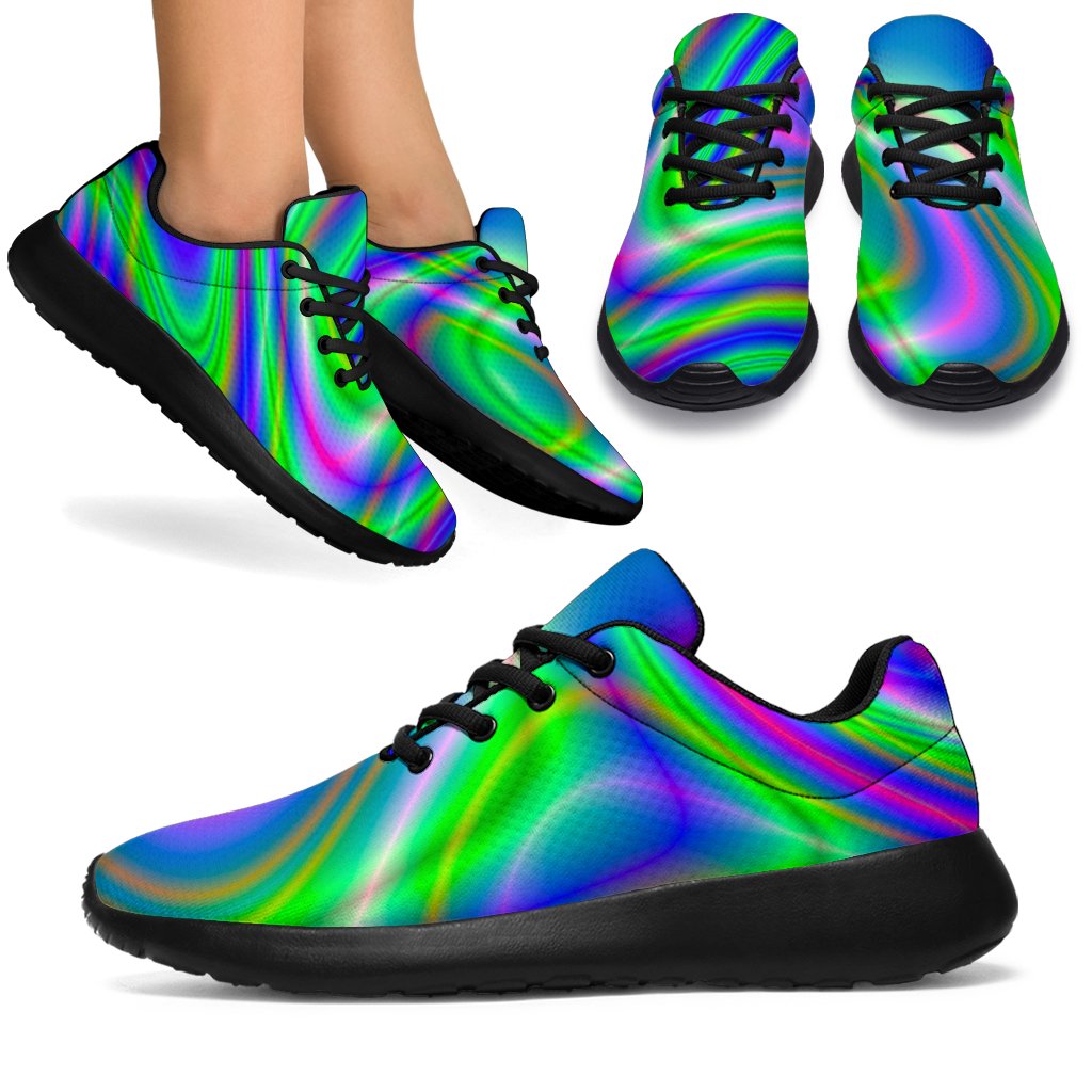 Neon Green Psychedelic Trippy Print Sport Shoes GearFrost