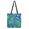 Neon Green Psychedelic Trippy Print Tote Bag