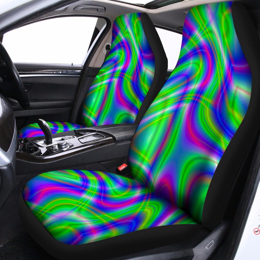 Neon Green Psychedelic Trippy Print Universal Fit Car Seat Covers