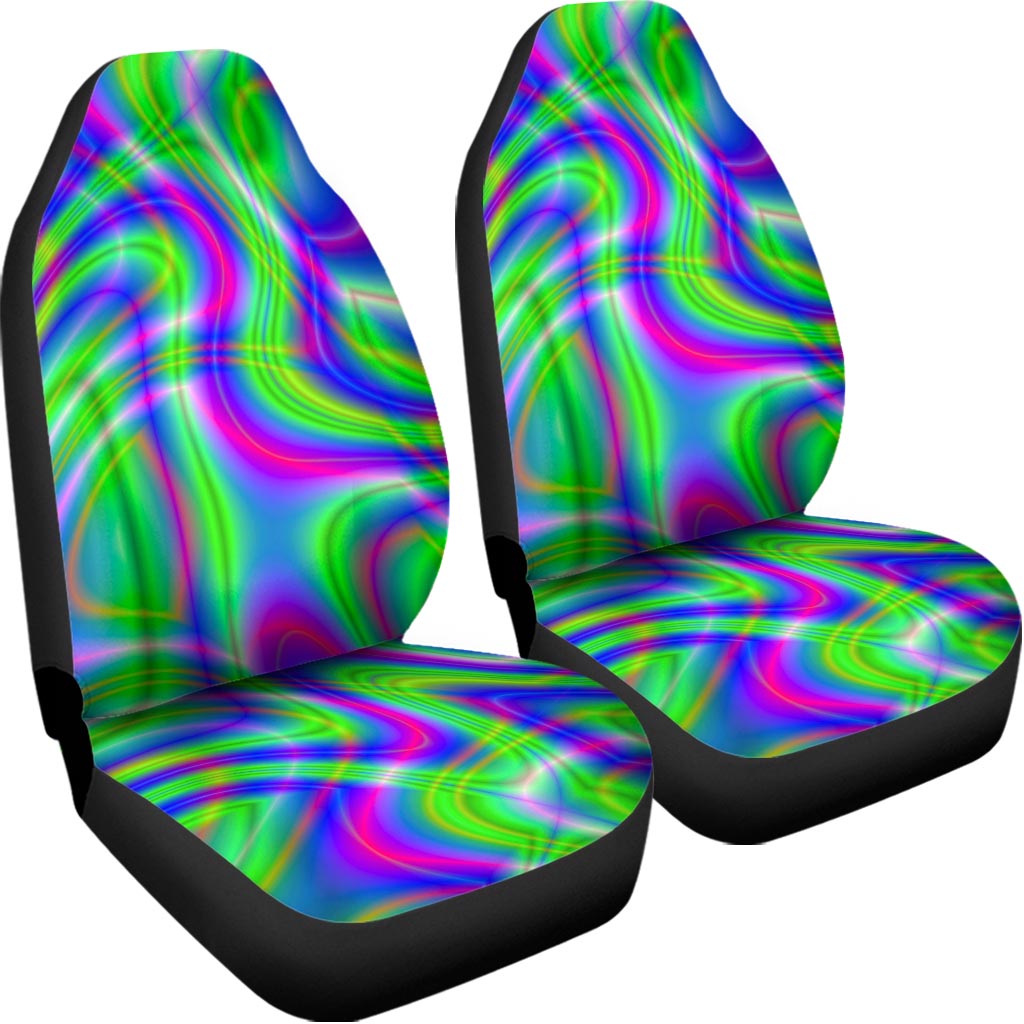 Neon Green Psychedelic Trippy Print Universal Fit Car Seat Covers