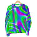Neon Green Psychedelic Trippy Print Women's Crewneck Sweatshirt